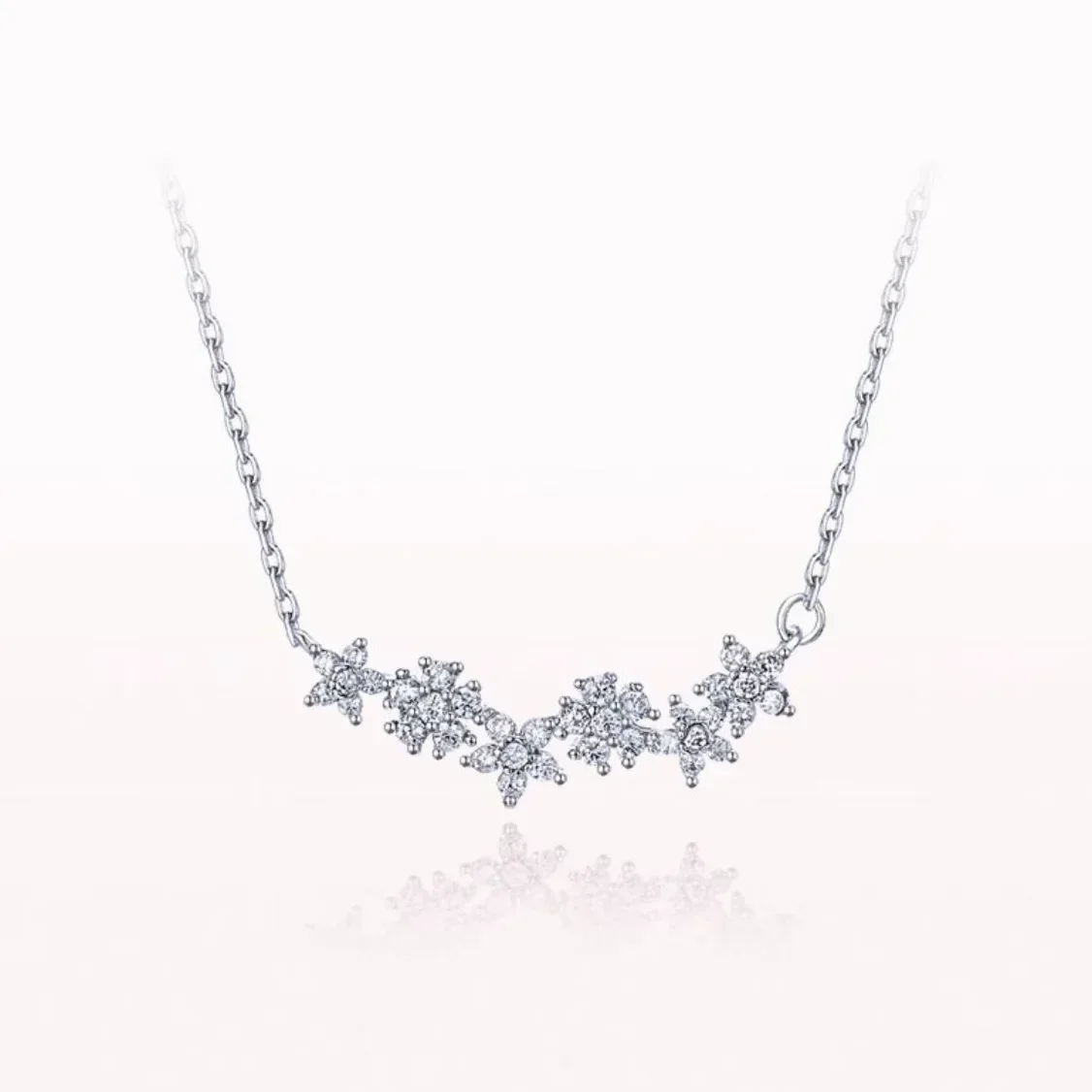 Light Luxury Exquisite Cherry Blossoms Necklaces Women Full Zircon Inlaid Necklace Gentle Temperament Advanced Clavicle Chain