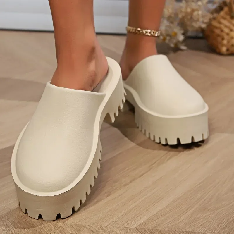 2024 New Summer Fashion Casual Solid Color Baotou Women's Sandals Sexy Heightening Flat Bottom Heightening Slippers NO:003