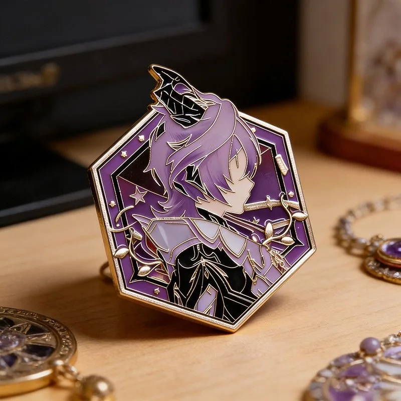Genshin Impact Sandrone Cosplay-Anstecker Anime Columbina Varka Alice Klee Durin Halloween-Party-Kostüm-Accessoires Rucksack-Pins – Detail 10
