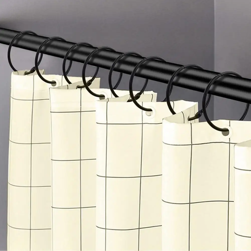 12Pcs Bathroom Shower Curtain Rings Smooth Gliding Tightly Closed Anti-Drop Round Shower Curtain Hooks