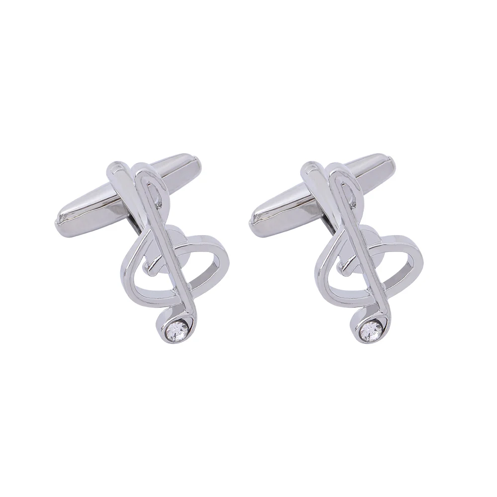 2 Pcs Musical Notation Cufflinks Silver Tone G Clef Cuff Links For Hip Hop Rocker Shirt Blouse Sleeve Button Wholesale Jewelry