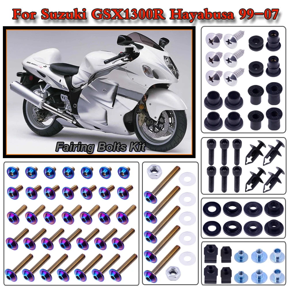 

Motorcycle Stainless Complete Bodywork Fairing Bolt Kit Screws Clip For Suzuki GSX1300R Hayabusa 1999-2007 2006 2005 2004 2003