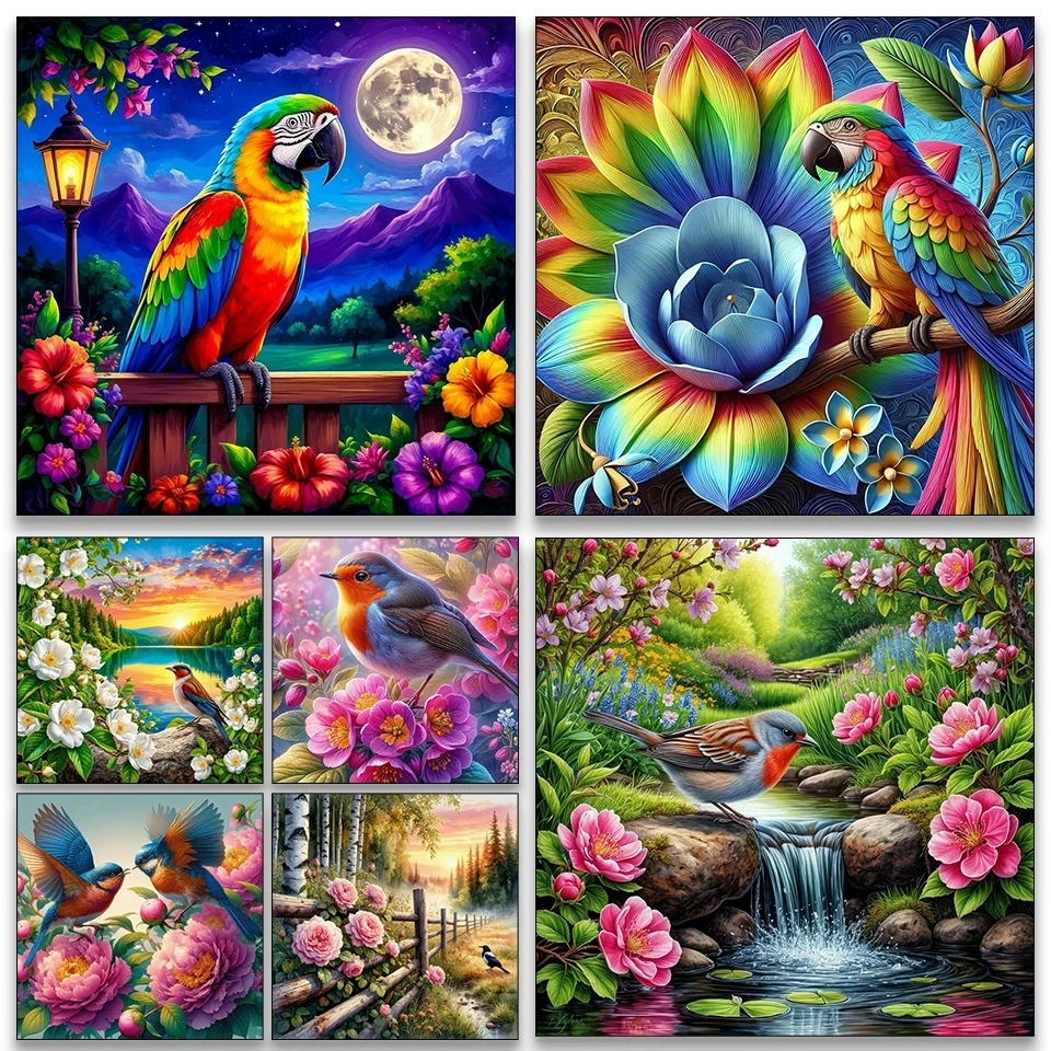 

5D DIY Алмазная мозаика Птица и цветок Живопись Художественный набор для вышивки крестом Украшение дома Новый продукт Алмазная вышивка