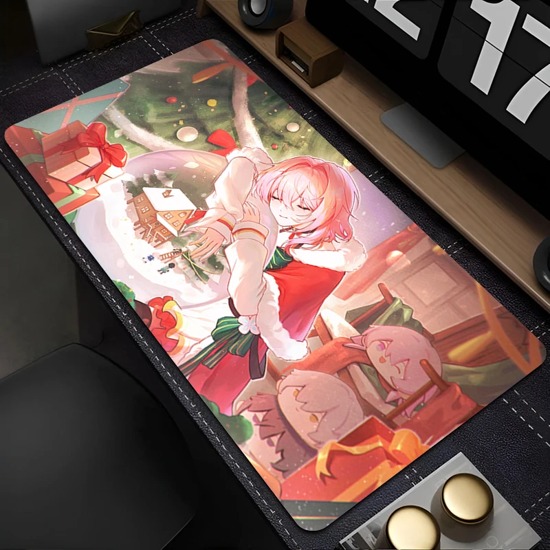 Mouse Pad Pink March 7th Kawaii Keyboard Pad Laptop Gaming Accessories Anime Girl Mousepad PC Honkai Star Rail Desktop Mouse Mat