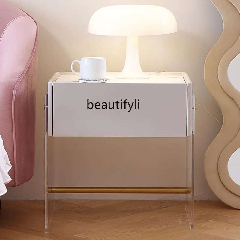 

Suspended Bedside Table Cream Style Bedroom Acrylic Modern Board Bedside Cabinet Storage Cabinet Locker furniture