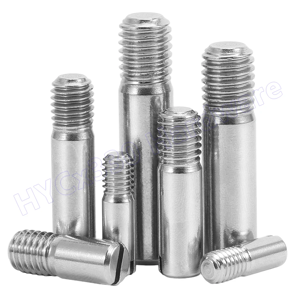 M2/M2.5/M3/M4/M5/M6/M8/M10 304 Stainless Steel Slotted Cylindrical Dowel Pins Male Threaded Locating Pin,Length 5-50mm