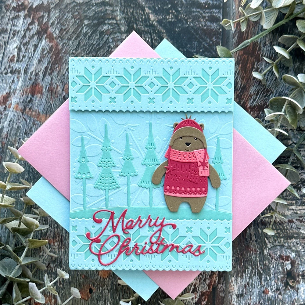 

2025 New Metal Cutting Dies Bear Penguin Snowman with Scarf Hat Dies Snowflake Edge for Diy Christmas Decor Paper Card Craft