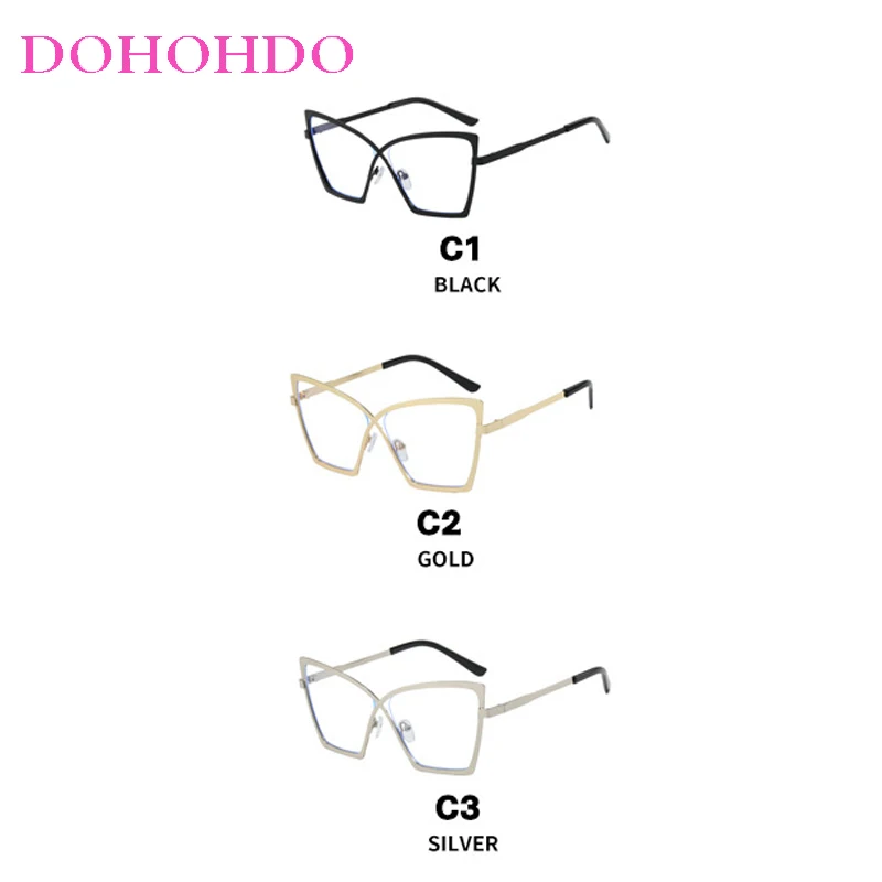 Fashion Luxury Design Metal Big Cat Eye Frame Optical Spectacle Women Men Blue Light Blocking Use Computer Glasses Lentes Очки view 6