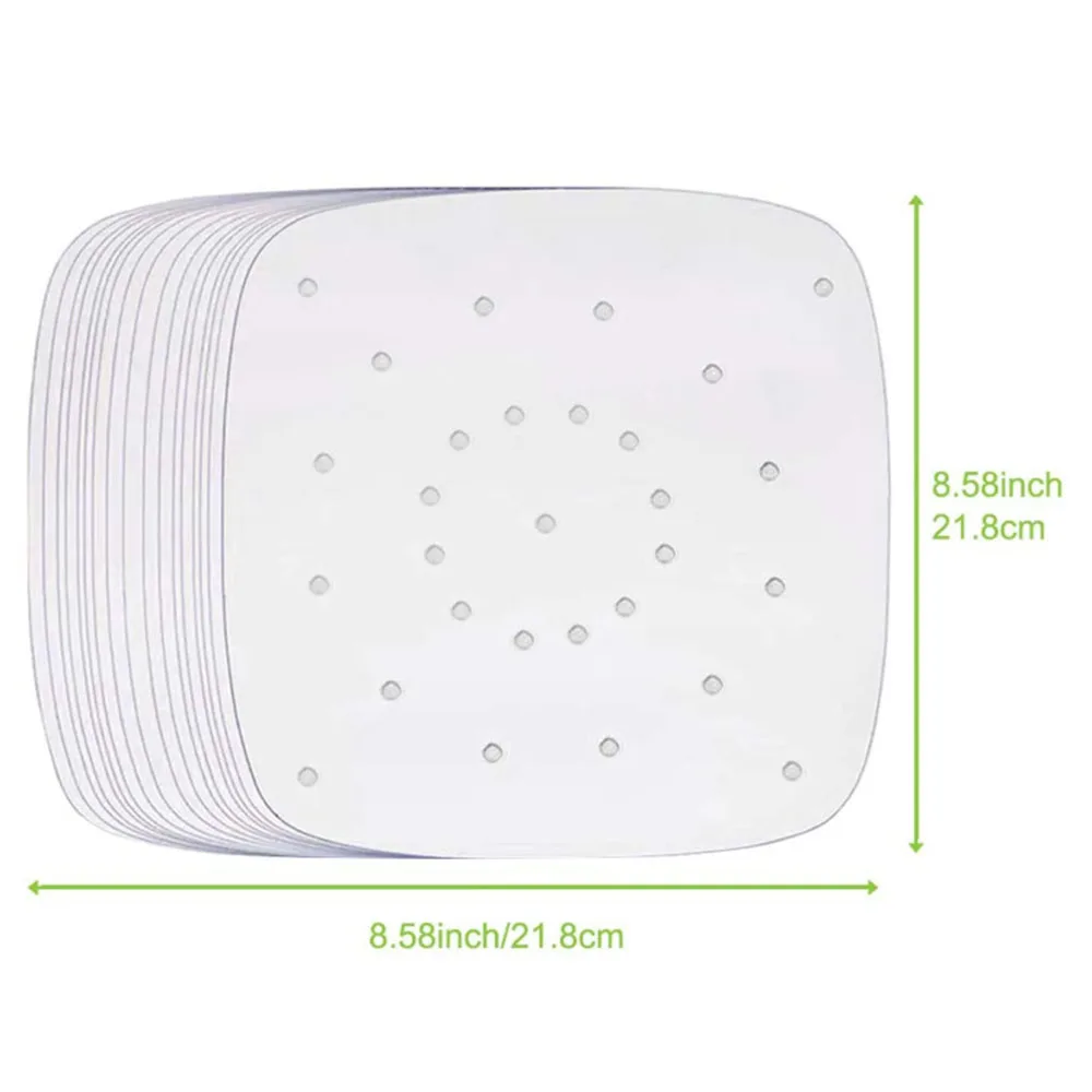Greaseproof Parchment Paper Steamer White 8.5 Inch Air Fryer Bakeware Cake pan Liner Set Square Tool Waterproof