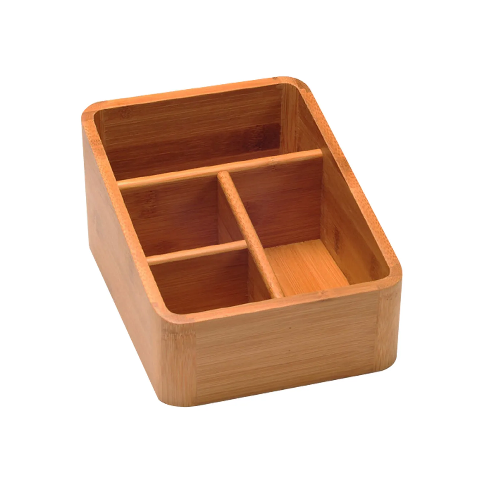 1 قطعة صندوق تخزين من الخيزران لسطح المكتب منظم مكياج متين حامل أشتات زاوية مستديرة #5