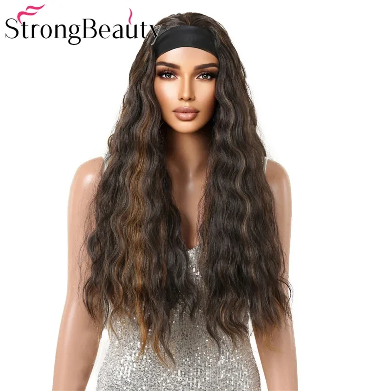 

Длинные кудрявые парики StrongBeauty 3/4 длины для женщин, с повязкой на голову, без шапочки, из синтетических волос