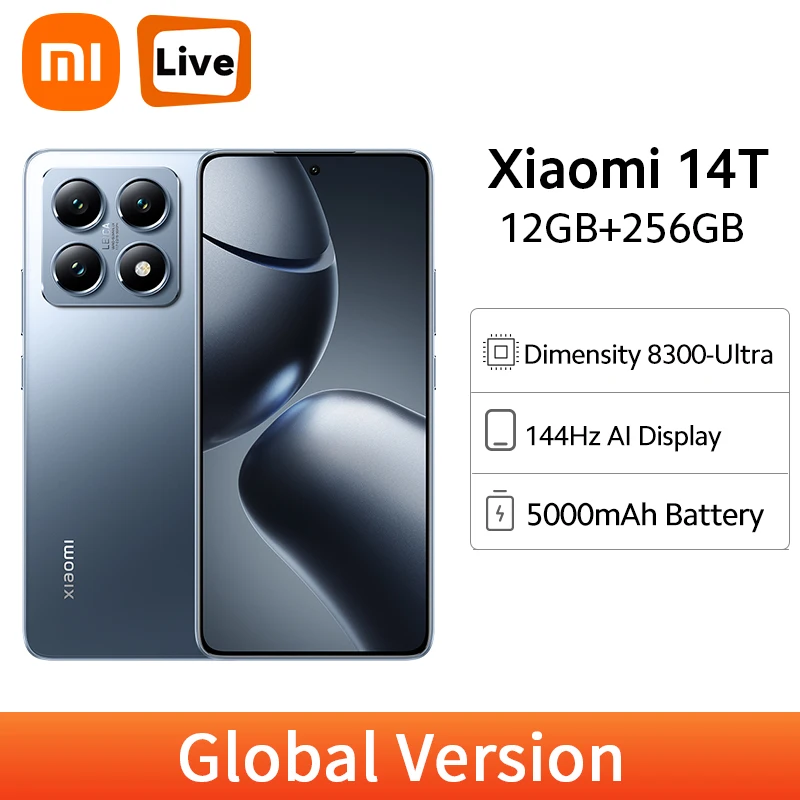Xiaomi 14T Global Version MediaTek Dimensity 8300-Ultra 50MP Leica Main Camera 5000mAh 67W HyperCharge 5G NFC 144Hz Smartphone