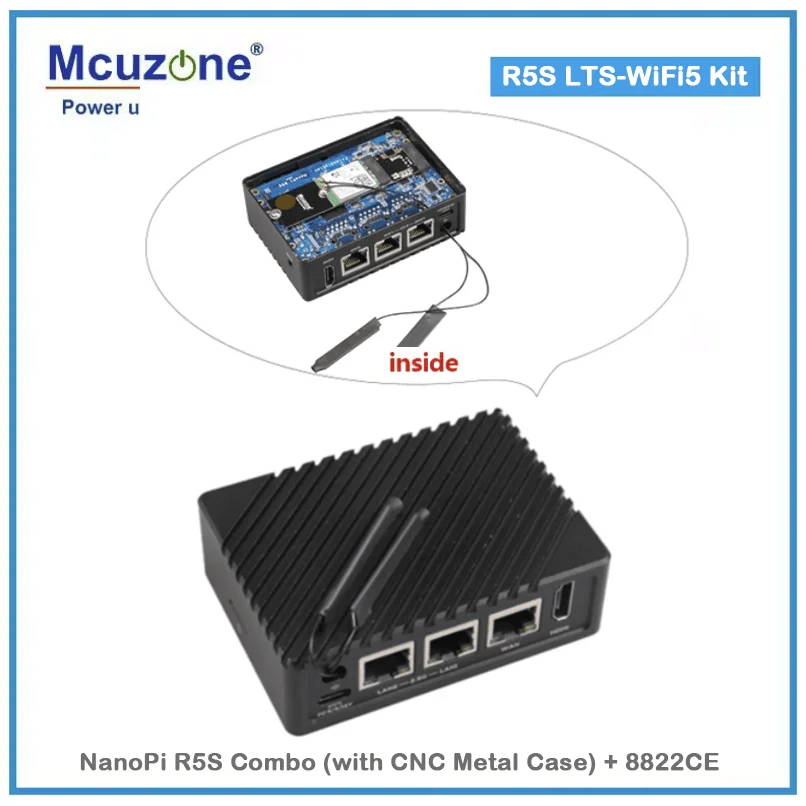 NanoPi_R5S LTS, free NVME to wifi6 network card,RK3568,4GB DDR