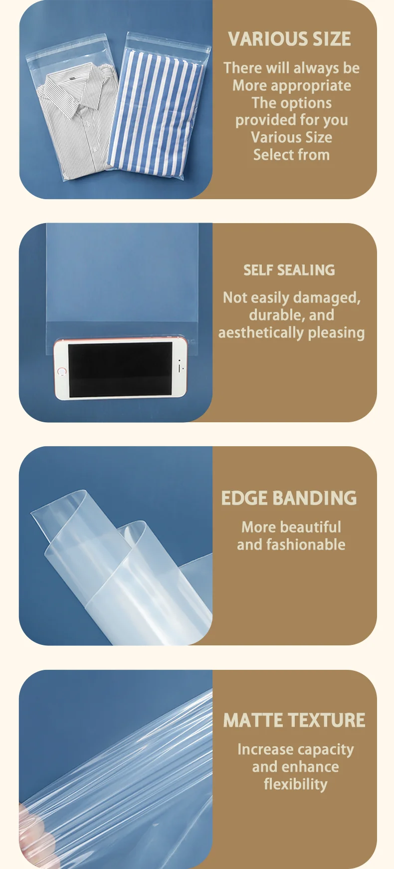 50 Stück PE transparente Express-Geschenk-Innentaschen, Verpackungsbeutel, wasserdichte Versandtaschen für Kleidung, kann mit Logo individuell gestaltet werden. – Detail 3