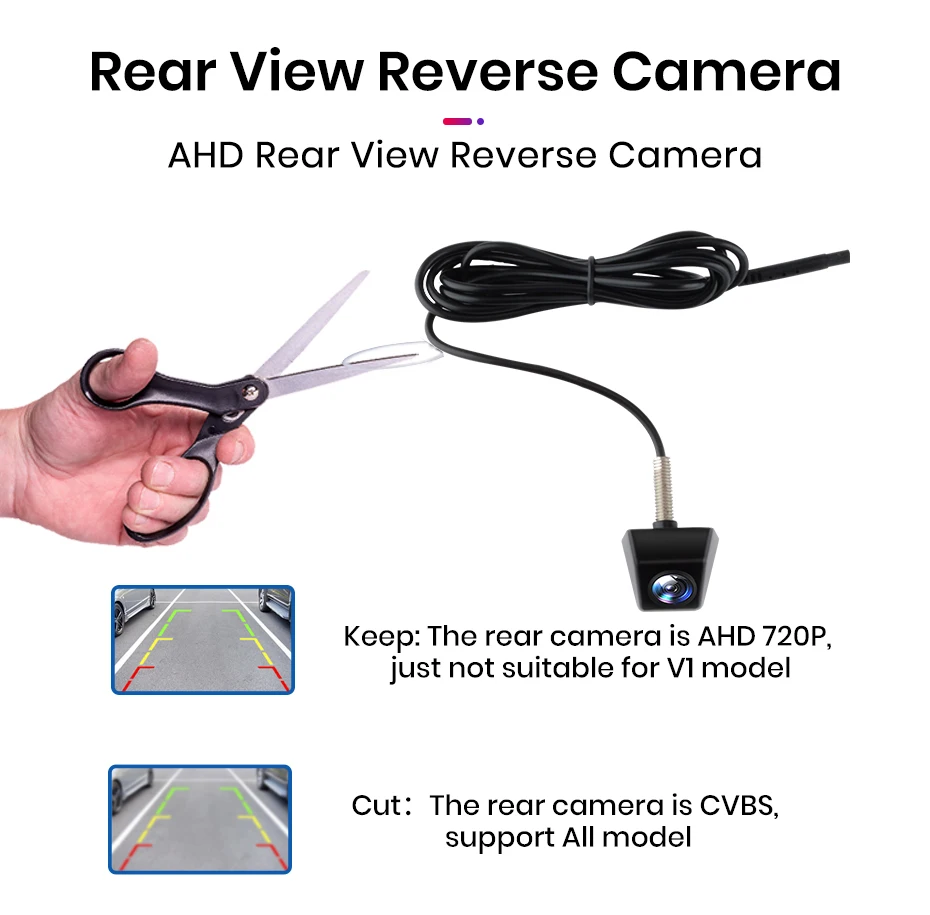 Auto-Rückfahrkamera AHD 720P Auflösung Wasserdicht 140 ° Weitwinkel-Rückfahrkamera für Junsun DVD-Autozubehör – Detail 11