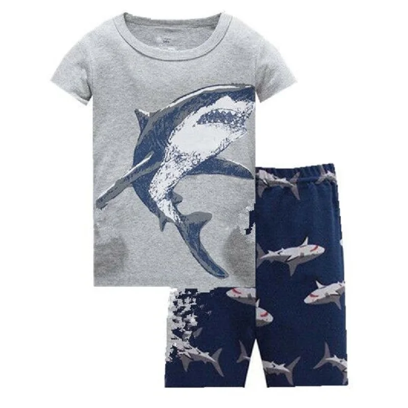 طقم ملابس نوم للأولاد ذو سمكة كبيرة صغيرة PJS: طقم ملابس نوم لطيف مطبوع عليه سلسلة طعام، بيجامة قطنية مريحة مع تي شيرت وبنطلون قصير للأعمار من 2 إلى 7 سنوات #6