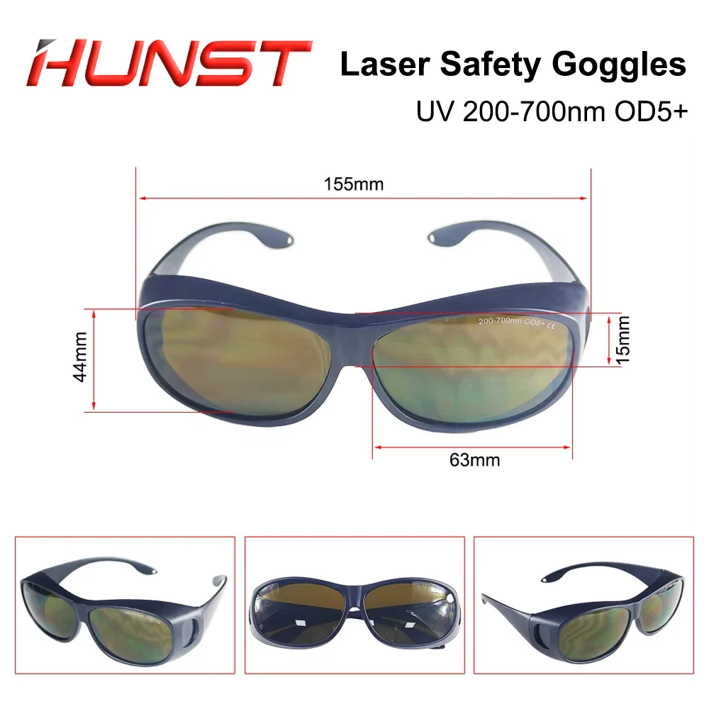 HUNST OD5+ Professional Laser Safety Goggles for 355nm 450nm 520nm 532nm 650nm UV,Green,Blue, Red Laser Eye Protective Goggles