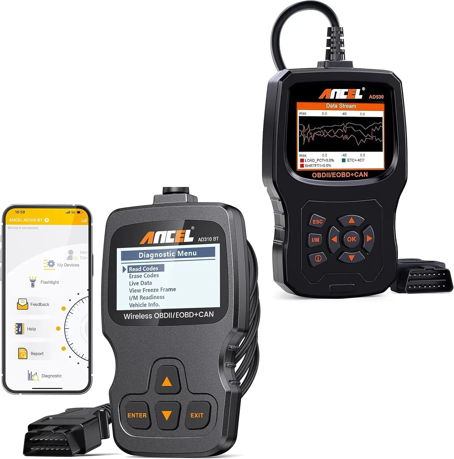 AD310 AD530 Obd2 الماسح الضوئي بلوتوث، قارئات الرمز لضوء محرك السيارة الماسح الضوئي للسيارات