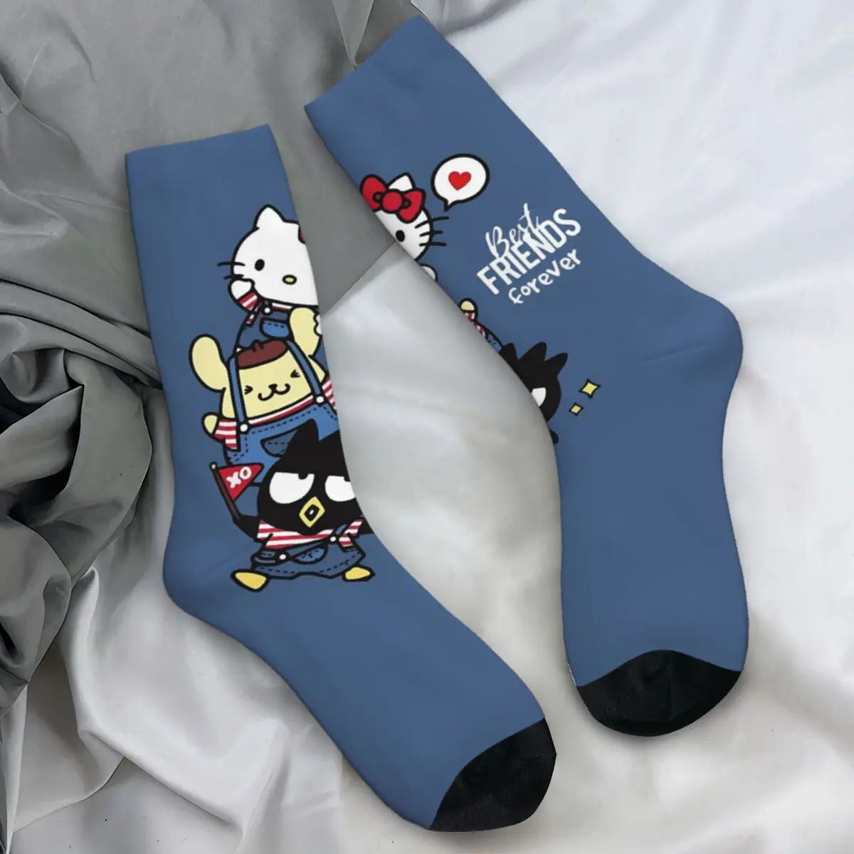 

Badtz Maru Stockings best friends forever Design Gothic Socks Autumn Anti Slip Socks Adults Men Skateboard Breathable Socks