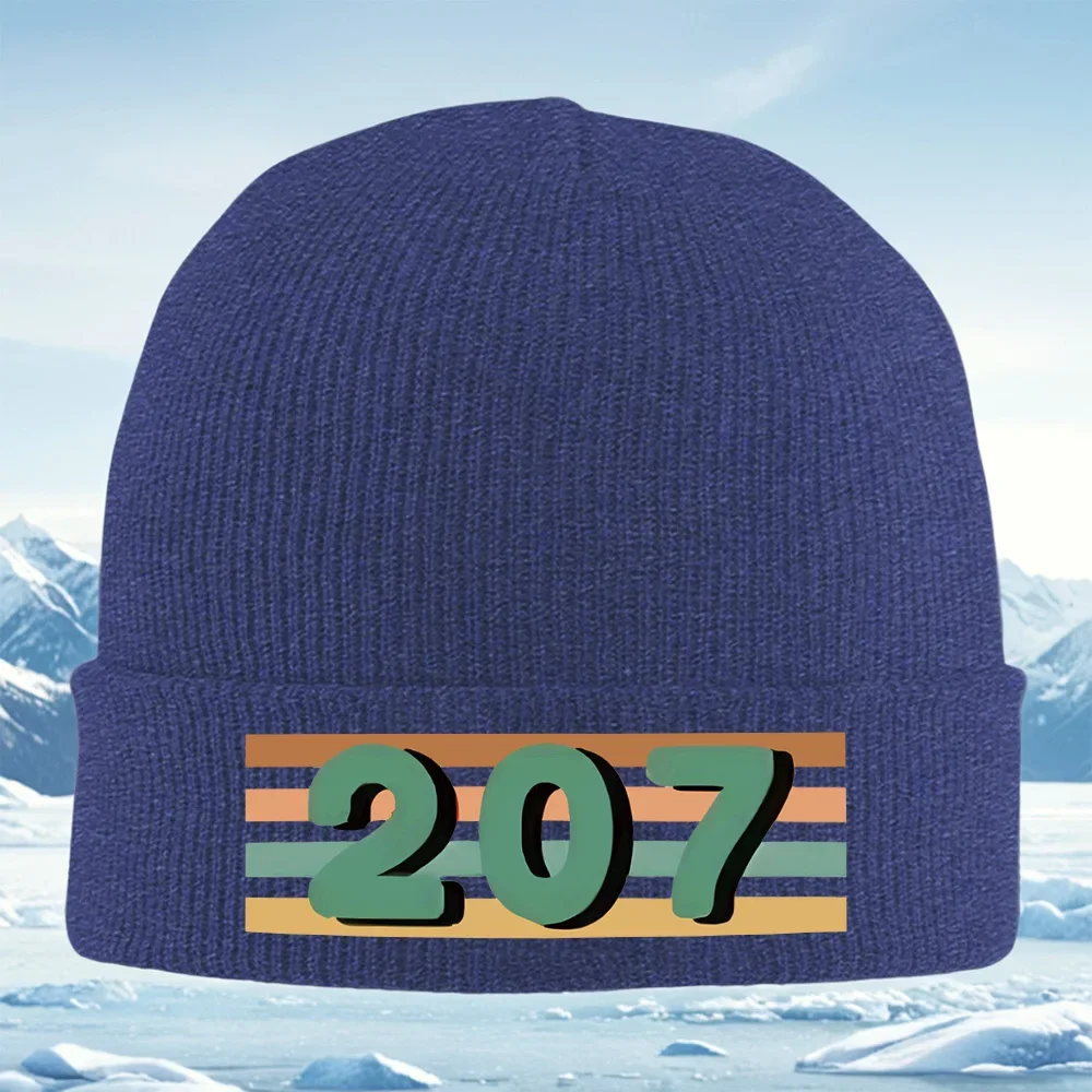 Patrón gráfico de diseño de estilo de número Retro Hombres Mujeres Gorro de punto unisex Gorro Jersey Gorro Invierno Térmico Cál