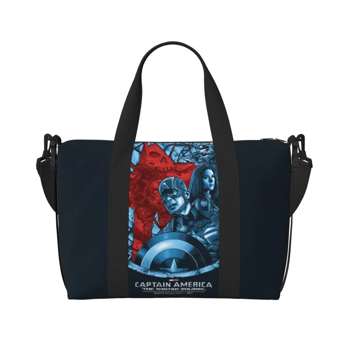 

Custom Captain America Hero Tote Bag Women Large Capacity Beach Gym Shoulder Travel Bag