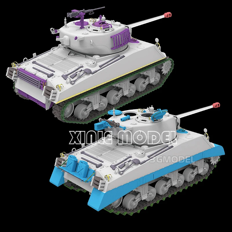 Modelo Ryefield kit de modelo de tanque montado de plástico RM-5132 M4A3 Sherman 76W VVSS versão final padrão 1/35