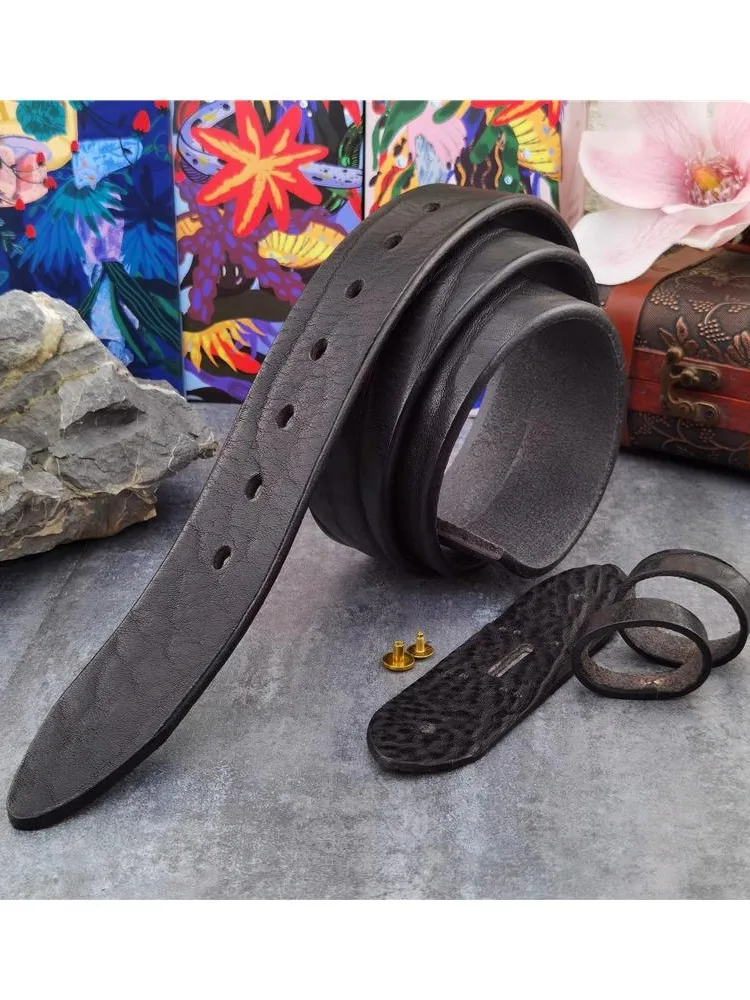 Retro Cowboy zachodnie pasy szeroki Top gruba skóra mężczyźni pas bez klamry Cinturon Mujer męskie skórzane pasy bez klamry SP21 — zdjęcie 2