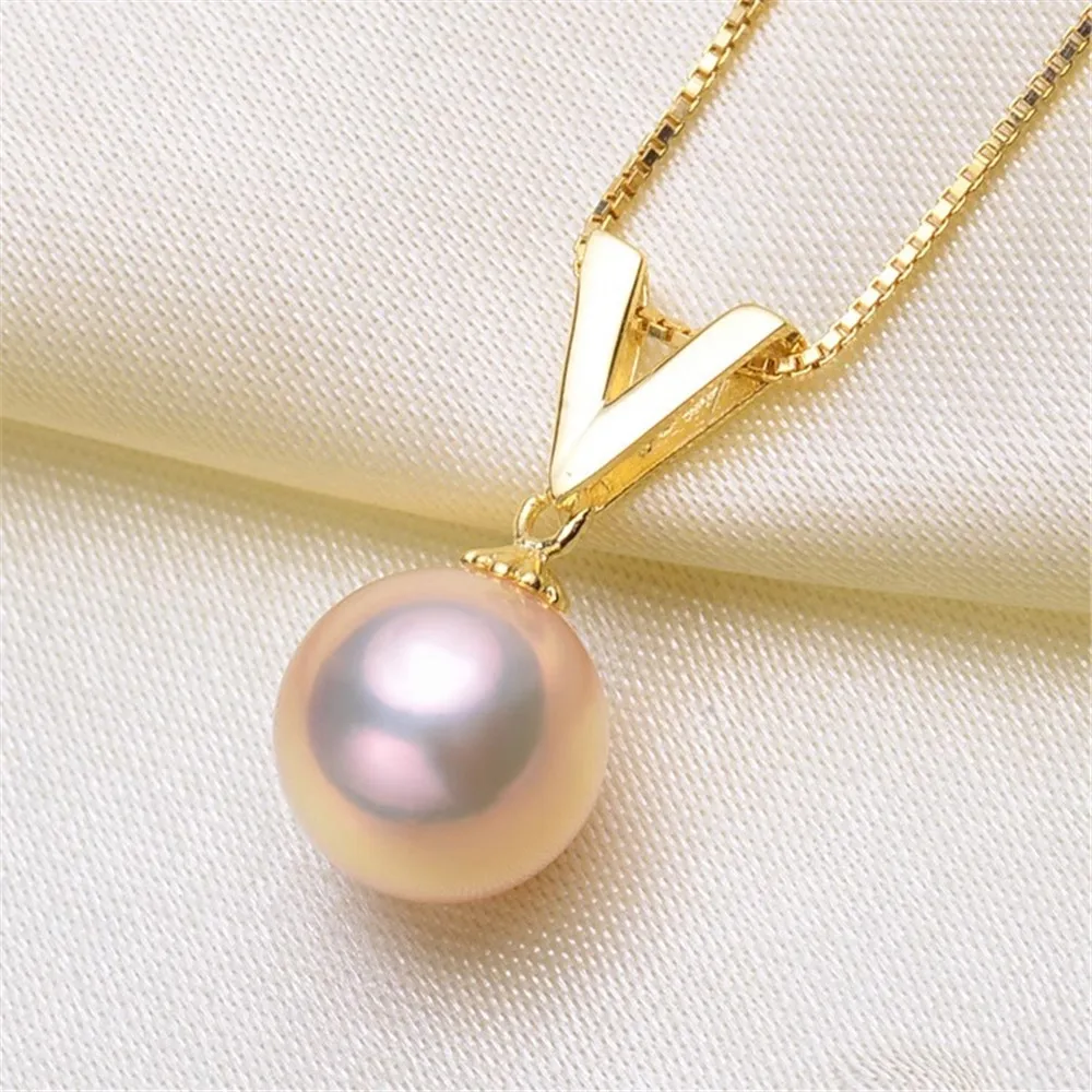 

DIY Accessory S925 Sterling Silver Pearl Pendant with Empty Holder K Gold Necklace Pendant for Women fit 7-11mm Round Beads D014