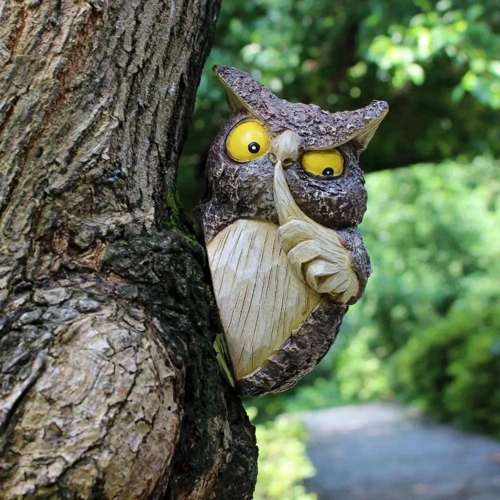 

Resin Owl Tree Hanging Personified Cute Animal Ornaments Statue Simulated Waterproof Miniature Figurine Sculpture Home