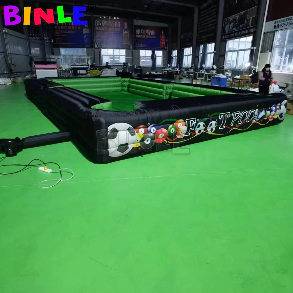 Interactief Spel Grote Footpool Opblaasbare Snooker Voetbal Zwembad Tafel Met 16 Ballen Zwarte Opblaasbare Billard Voor Voetbal Event