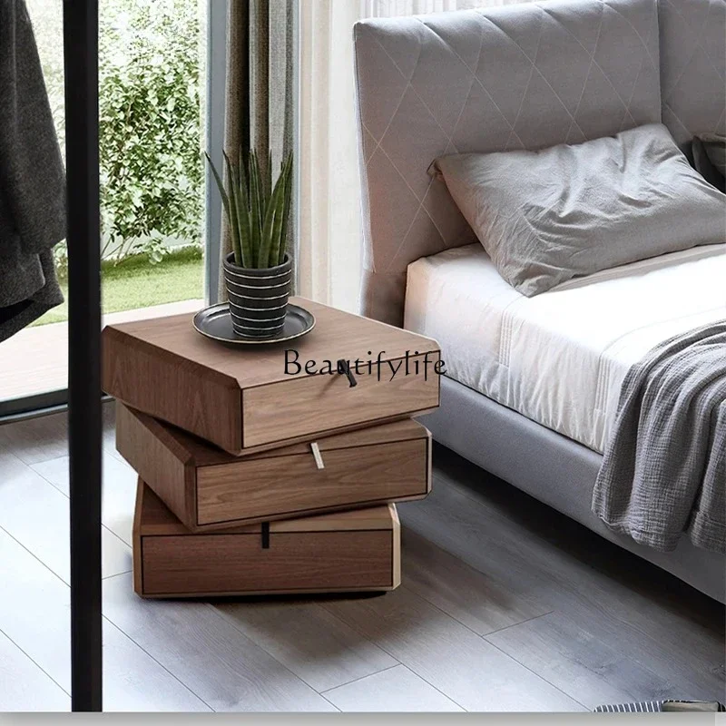 

yj9 Italian rotary bedside table light luxury high sense simple modern locker