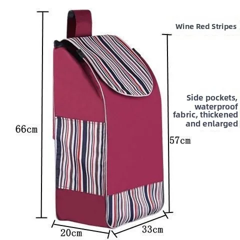 Large Oxford Cloth Shopping Cart Bag Accessories Thickened Hand Push Small Trolley Bag Vegetable Buying Cloth Bag Cover