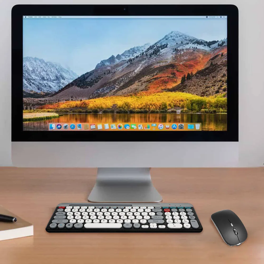 2.4Ghz BT 2 Mode Keyboard and Mouse Combo with Phone Holder BT Keyboard and Mouse BT Keyboard Mouse Set for /iOS/Android/Win7