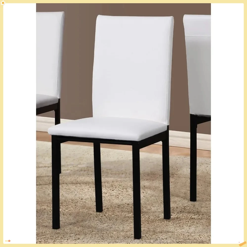 Set da pranzo in metallo da 5 pezzi con piano in finto marmo laminato, tavolo bianco con sedie bianche 45 x 28,5 x 30 pollici