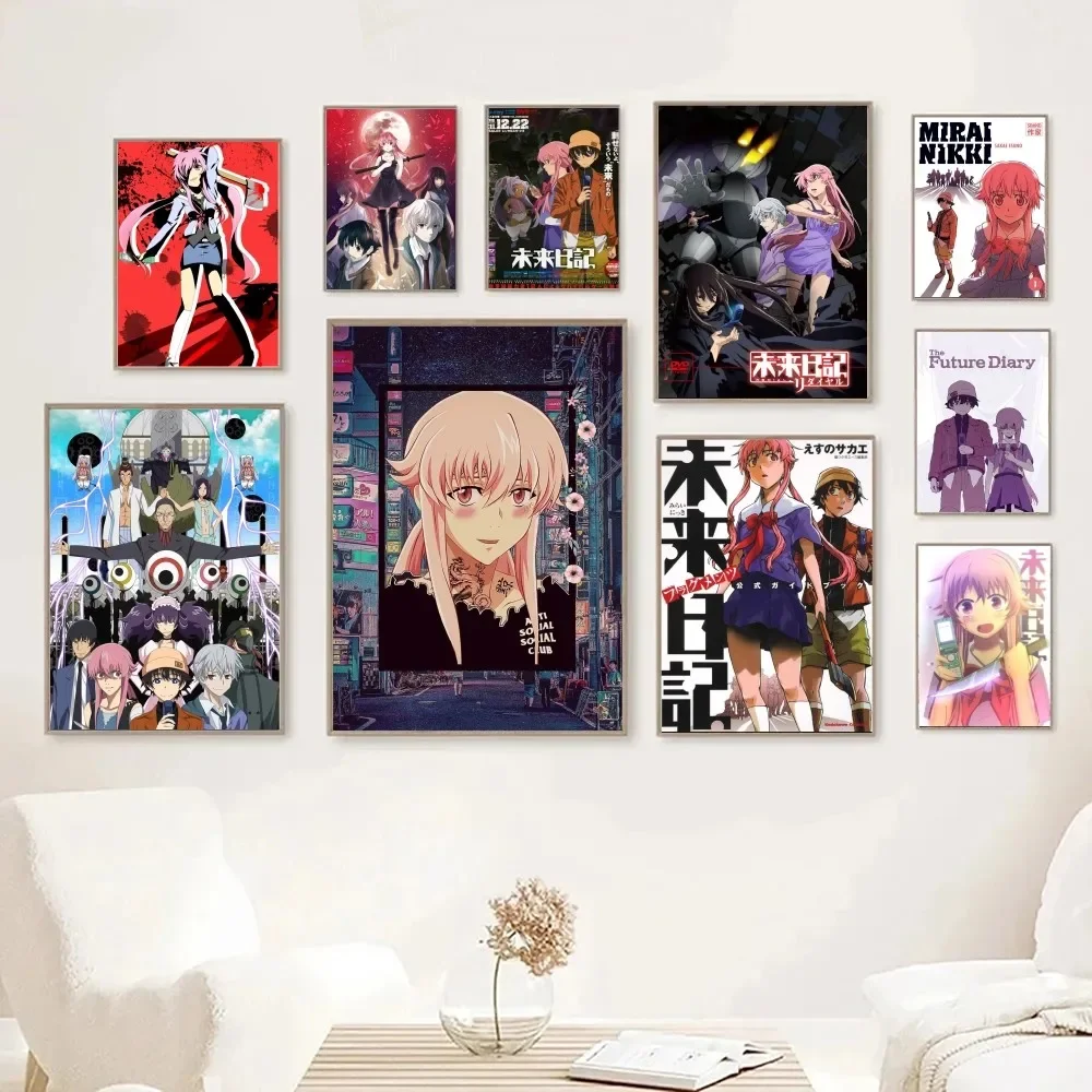 1pc Mirai Nikki Anime Poster Stickers Home Decor Aesthetic Art Mural Room Decor Digital Painting Living Room Bar