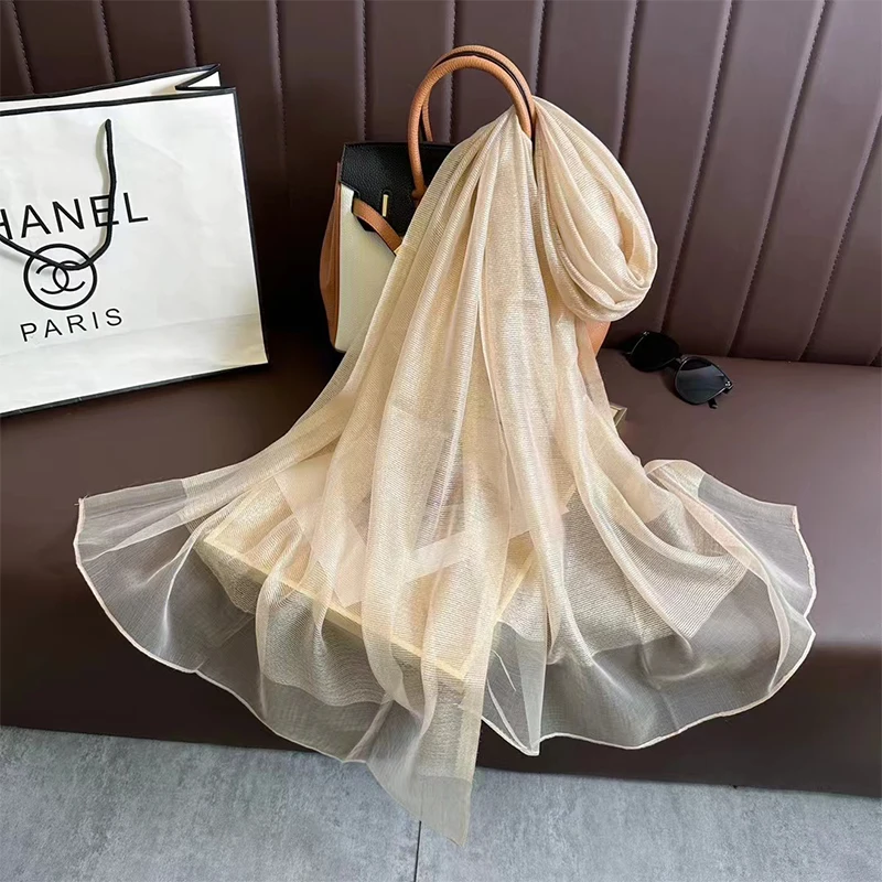 Women Silk Scarf Design Elegant Soft Lady Bufandas Scarves Veil Shawl Headkerchief HiJab Wrap Summer Beach Sunscreen Muslim