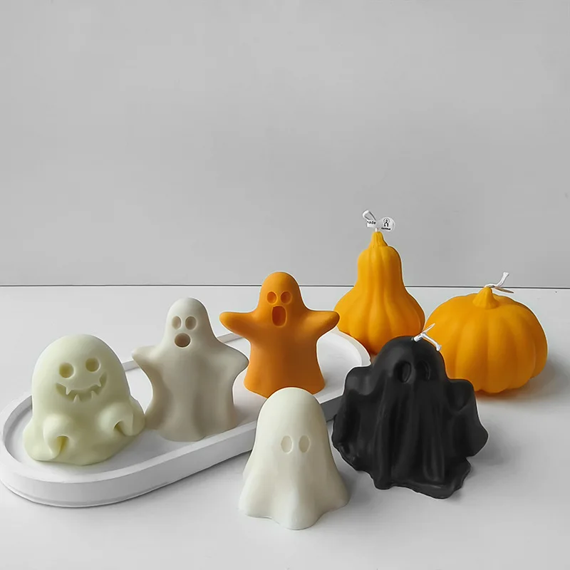 3D Ghost Silicone Candle Mold Halloween Aroma Candle Plaster Resin Ornament Mould DIY Halloween Party Decoration