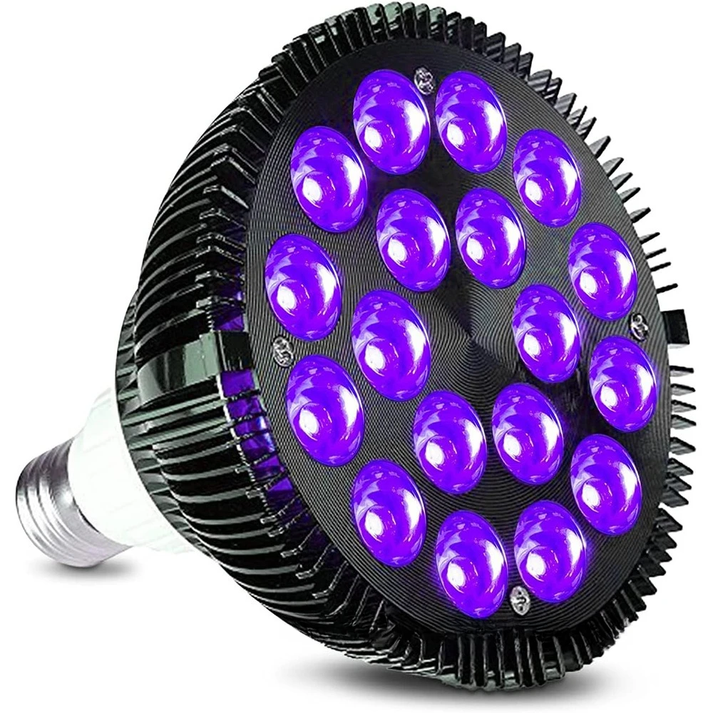 الأشعة فوق البنفسجية الأسود ضوء لمبة 54 واط E27 الأشعة فوق البنفسجية الضوء الأسود الأرجواني UVA 385-400nm LED Blacklight يتوهج في الظلام لآلام الجسم، حفلة المصابيح السوداء #2