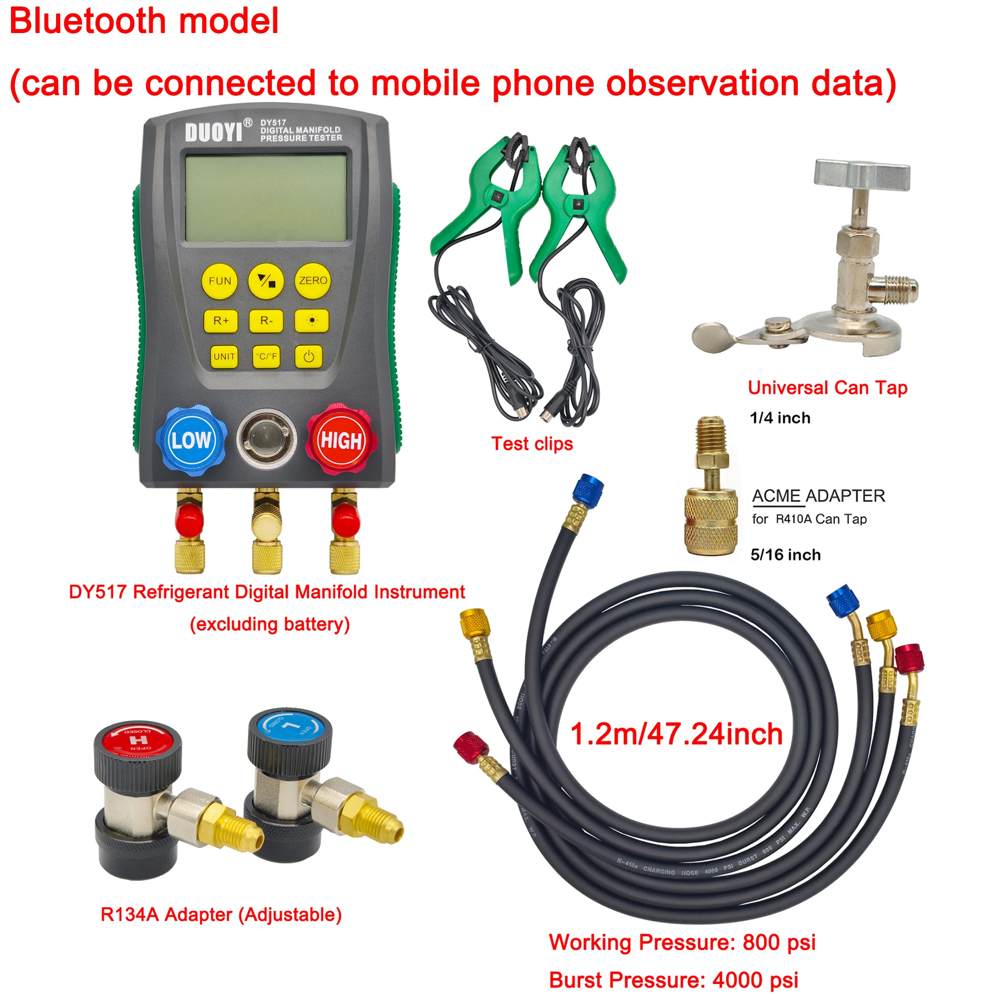 Digitale koelmanometer, temperatuurdetector voor airconditioning, multifunctionele toolkit voor vacuümdruktest - afbeelding 1