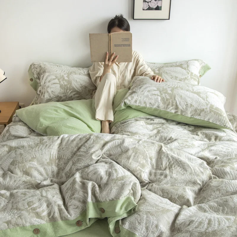 

Комплект постельного белья из четырех предметов в виде черепахи, бамбукового хлопка и жаккарда, двухслойная пряжа, в комплект входит простыня, наволочка, пододеяльник