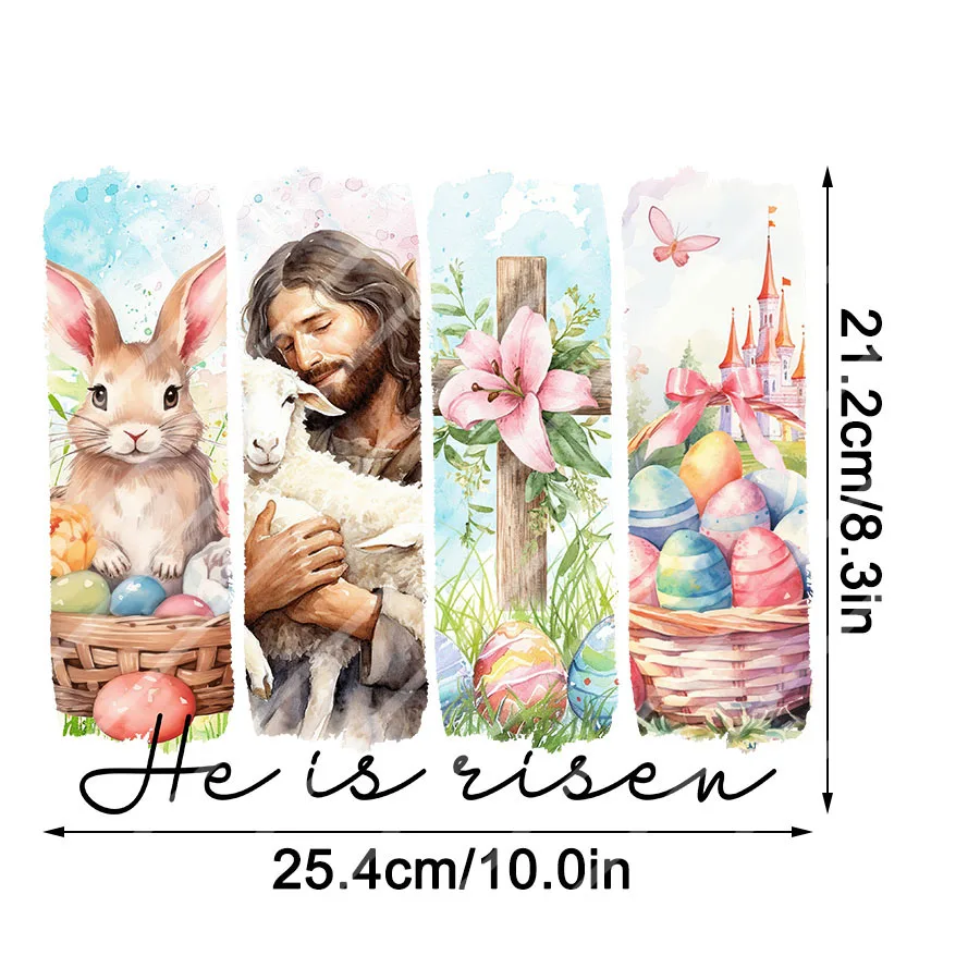 عيد الفصح هو صعود يسوع الأرنب DIY بها بنفسك الحديد على نقل الحرارة ملصق مائي تي شيرت بلوزات حقيبة الملابس النسيج ديكور الحفلات