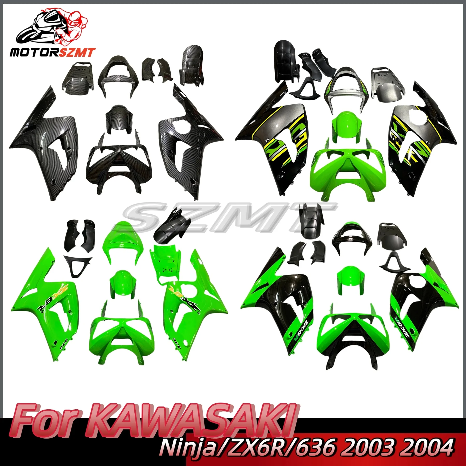 

ABS Plastic Shell Motorcycle Fairing kit Fit For Ninja ZX6R 636 ZX-6R 2003 2004 03 04 Custom full fairings bodywork zxmt