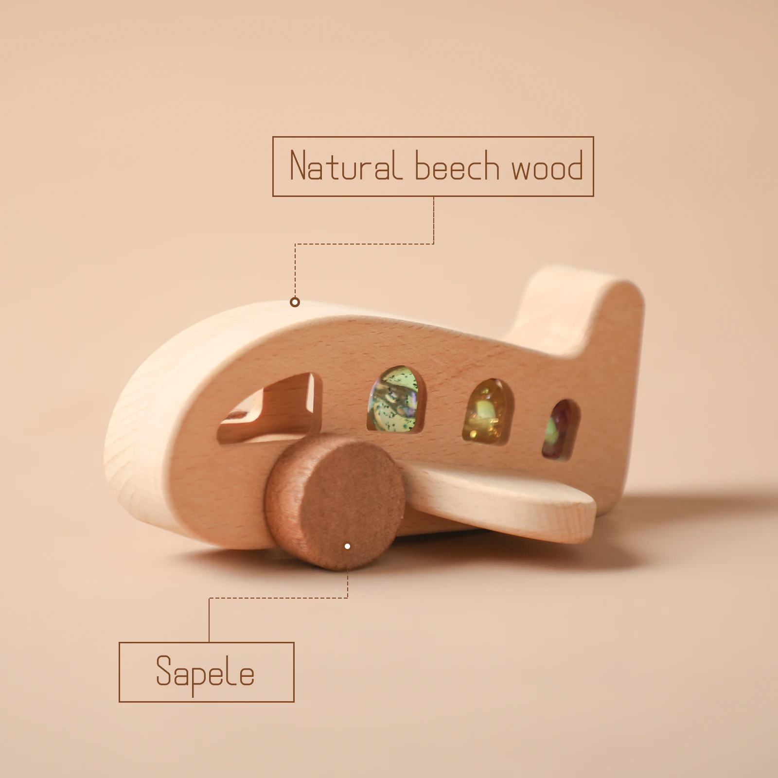 Montessori Baby Holz Flugzeug Spielzeug Glas Perlen Flugzeug Kinder Spielzeug Baby Zubehör Pädagogisches Transport Spielzeug für Kinder – Detail 1