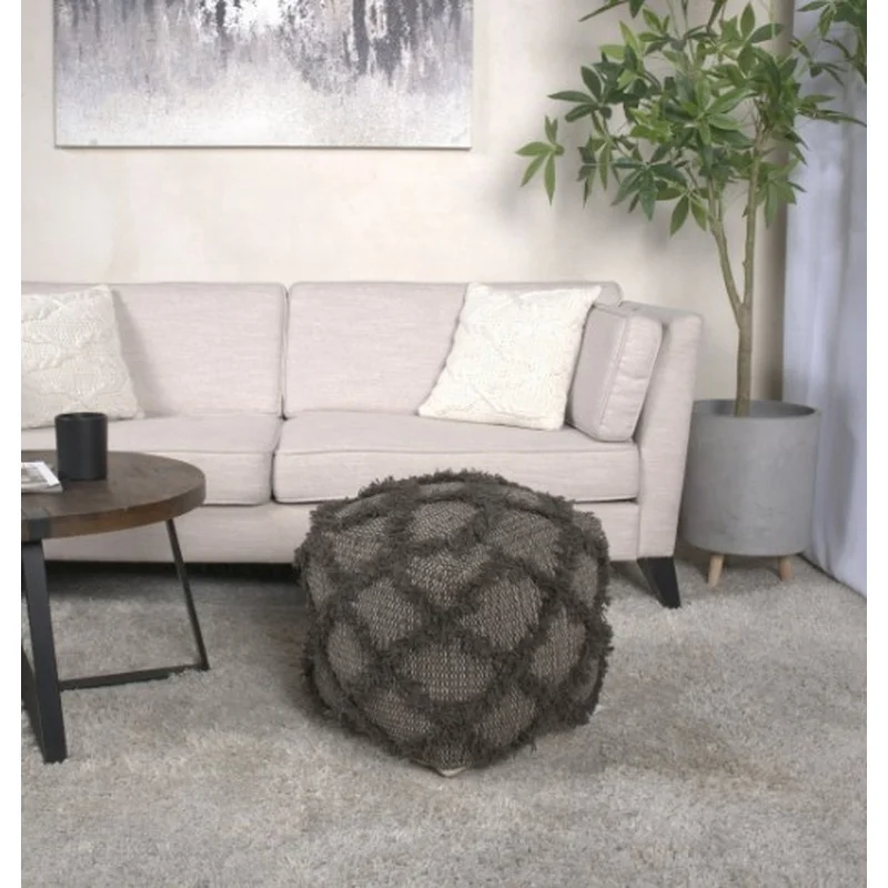 

Jumanji Handmade Wool Cotton Footstool Brown