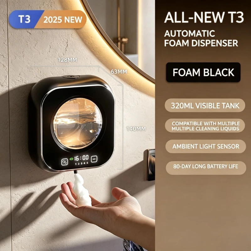 Mi Wall Mounted Automatic Foam Soap Dispenser with Large Capacity Non-contact Rechargeable Sensor Kitchen with LED Intelligencem