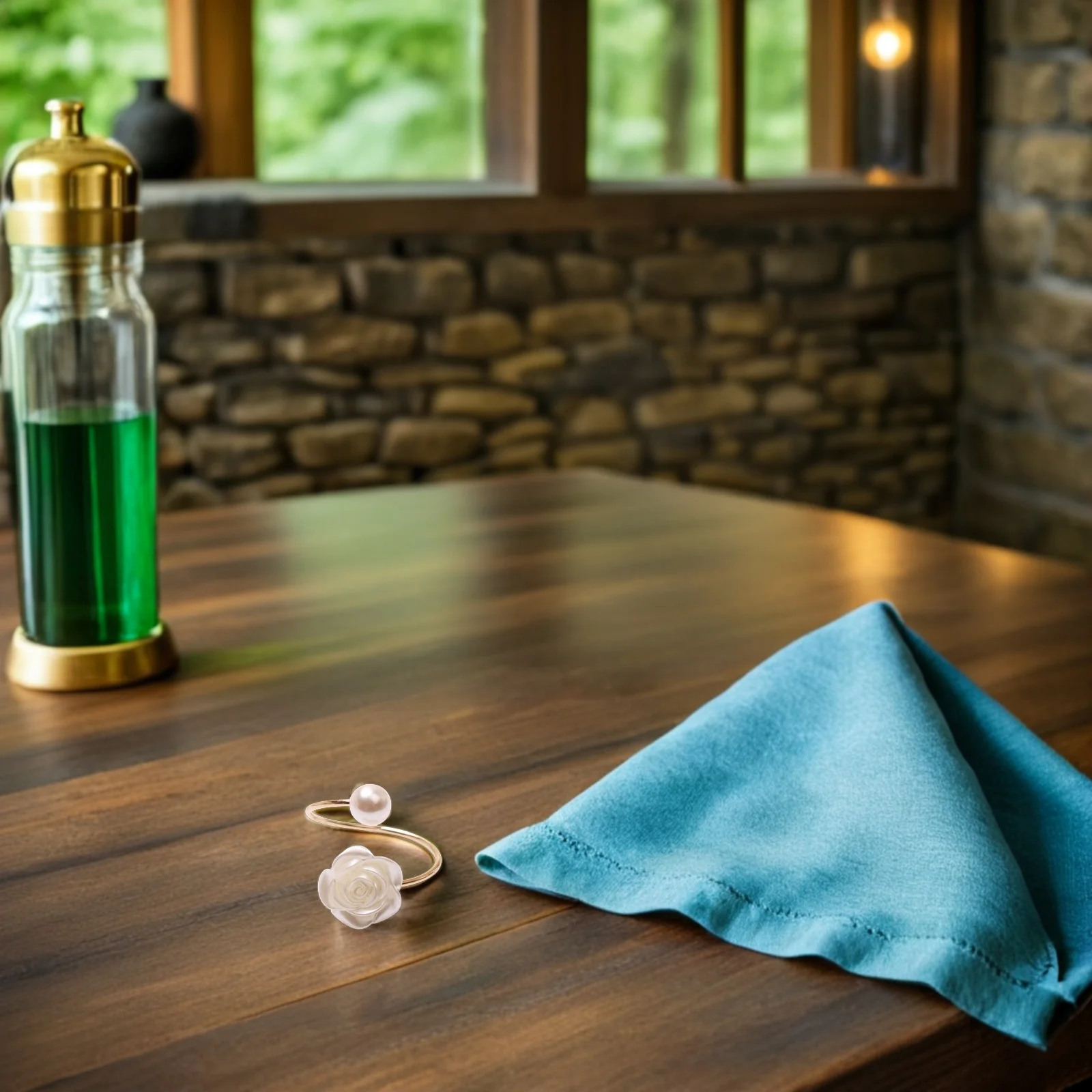 

18Pcs Imitation Pearl Napkin Buckles Rose Design Metal Clasp for Thanksgiving Christmas Party Dining Table Decor