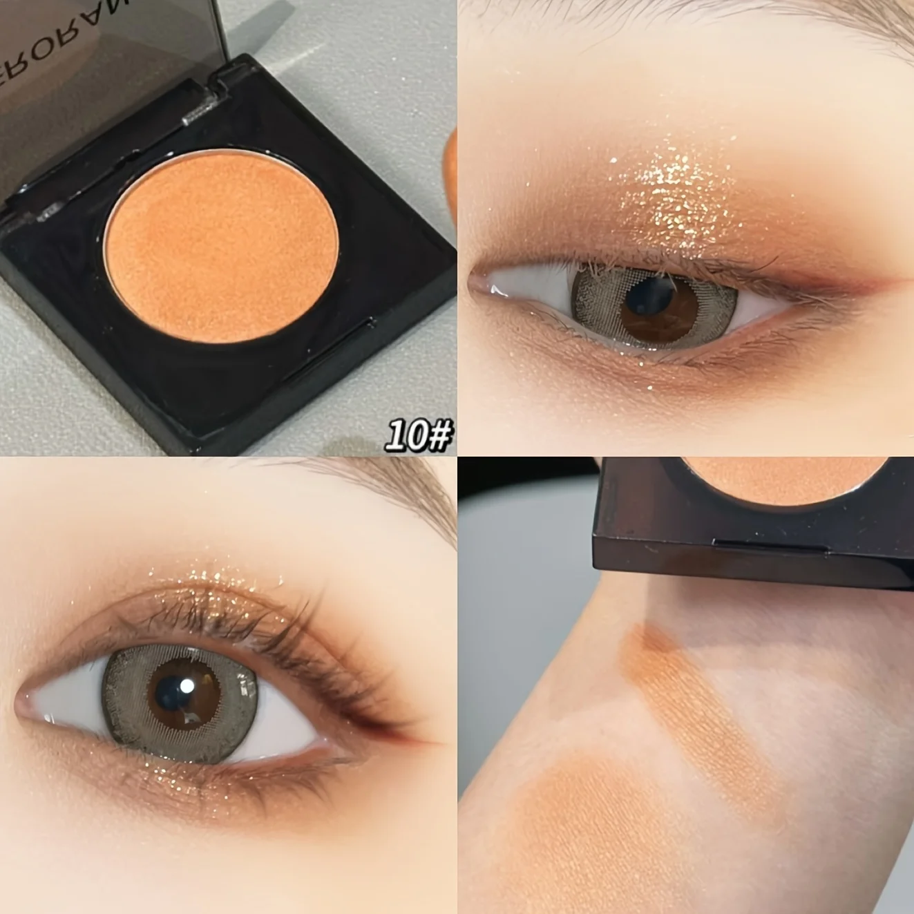Herorange 16-Farben Lidschatten- und Highlighter-Palette Matt Schimmernd Orange Braun Rosa Champagner Wasserfest Tragbar Festival Make-up – Detail 14
