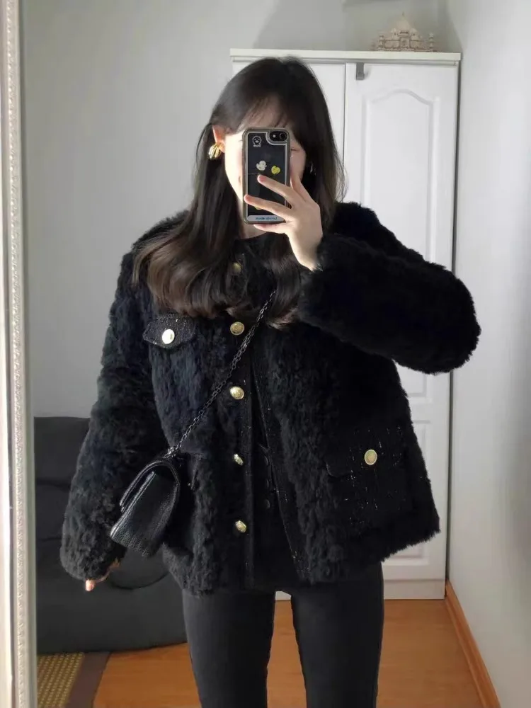 

Lamb Wool Jacket New Outerwear Woman Retro Vintage Old School Traditional Conventional Standard Typical Normal Regular Ordinary