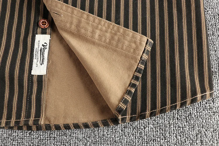 2026 Neue Amerikanische Retro Gestreifte Hemden für Herren Langarm Gewebte Baumwolle Gewaschene Arbeitsjacke Streetwear Lässige Oberteile – Detail 13