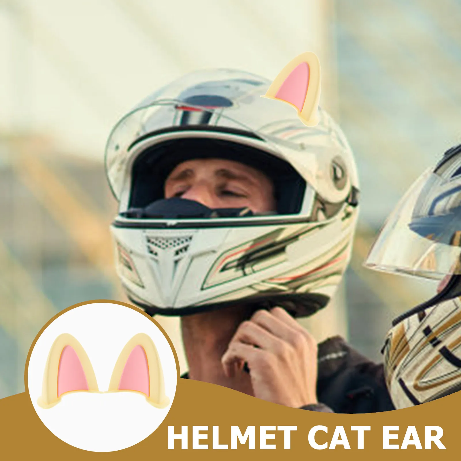 

3Pairs Cat Ears Decor ABS Material Bright Color Adorable Design Easy Install for Motorbike Scooter Motorcycle Helmets